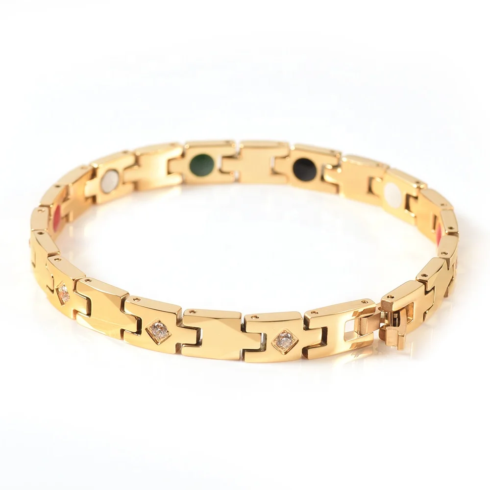 Wollet модный многослойный CZ камень позолоченный 5 в 1 здоровый элемент вольфрамовый браслет