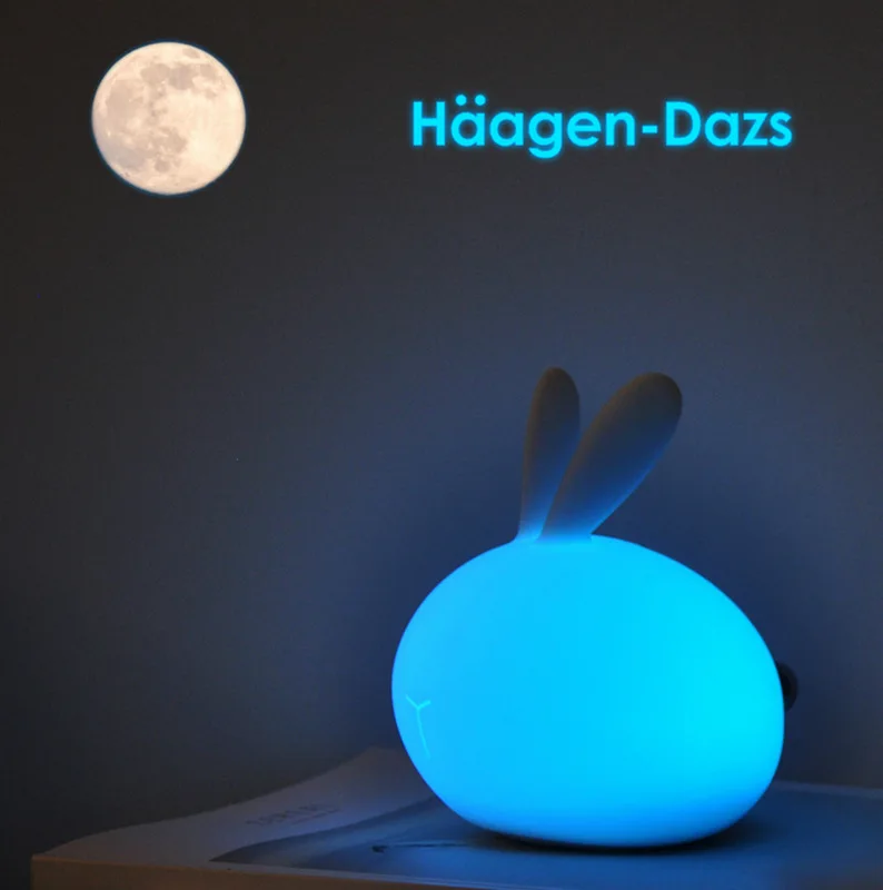 Newest modern Children Night Light Lamp Soft silicone Touch color changing LED Lamps Cute Bunny Rabbit for kids bedroom