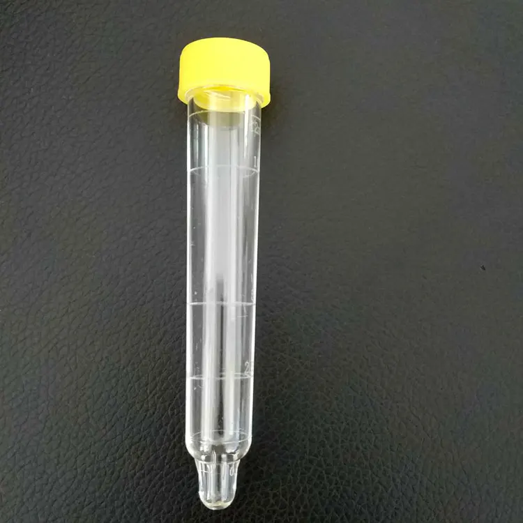 ps clear material 12ml 15ml disposable  urine collector urine tube  stool collector plastic urinary sediment tube with lid