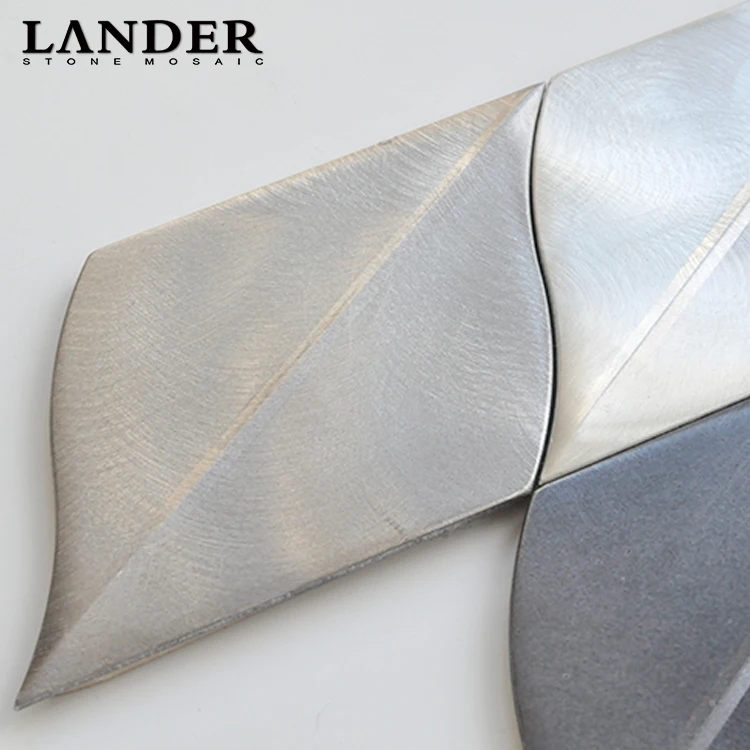 Art 3d mixed color brushed aluminium backsplash metal mosaic tile