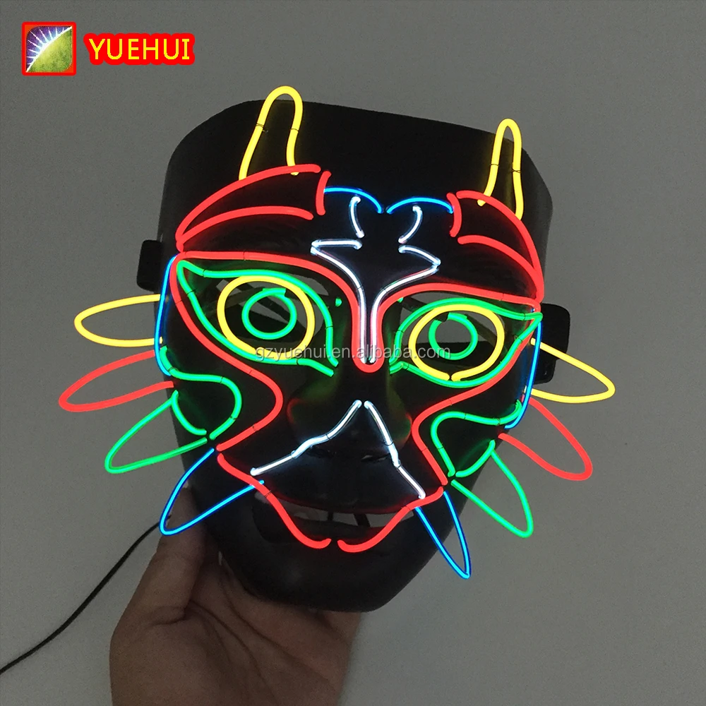 Neon Glow Light Heart Owl Colorful Mask Movie Theme Mask Led Strip Sawtooth Ghost Costume Glow In Dark Party Supplies Valentines