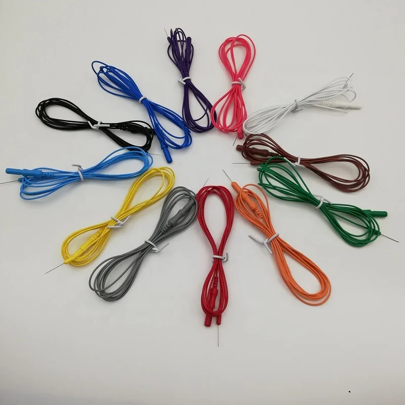 Single colorful emg lead wire medical disposable EMG subdermal needle electrode cable sterile EMG needle lead