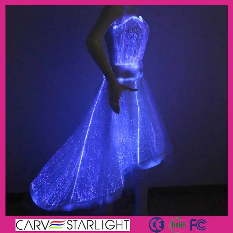 hot luminous led light up fiber optic clothing led wedding dress