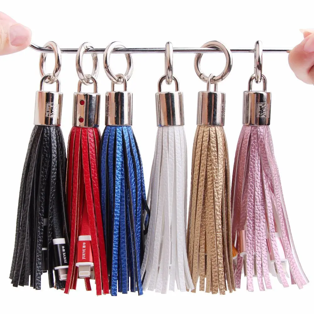 Factory price 2 in 1 usb  pu Leather connector   tassels charging