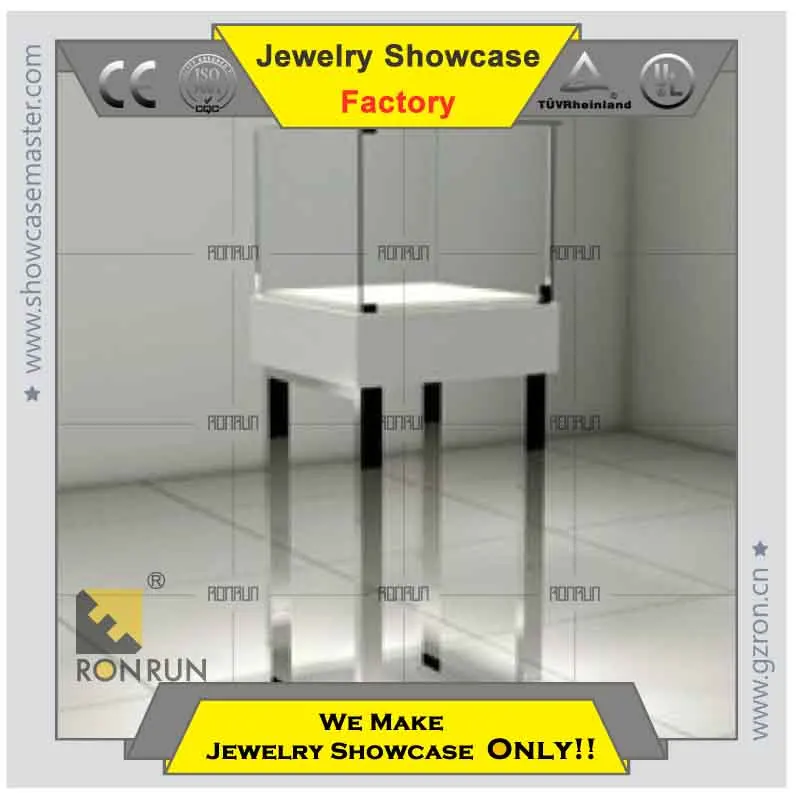 Luxury design showcase rotating jewellery display cabinet with stainless steel and LED light for jewelry shop