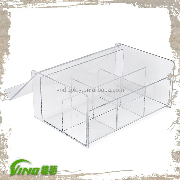 Clear Acrylic Sweet Display Stand Removable Trays,Countertop Nut Display Storage Box with Lid,Portable Acrylic Box Candy Holder