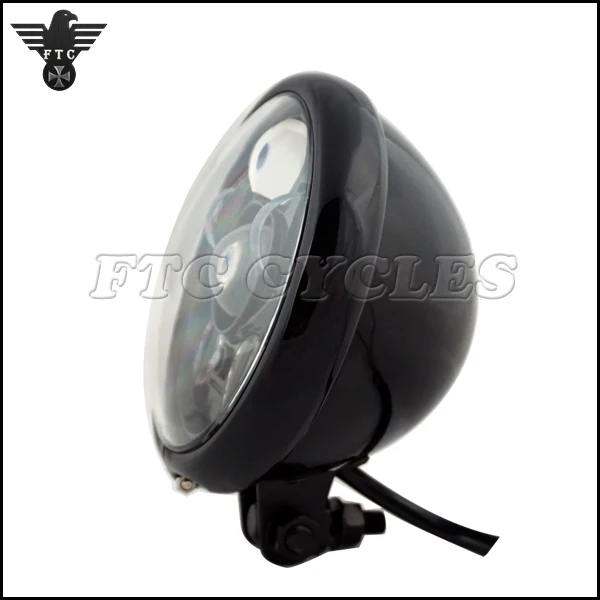 Vintage Black Motorcycle LED Headlight for Harley Custom Bikes