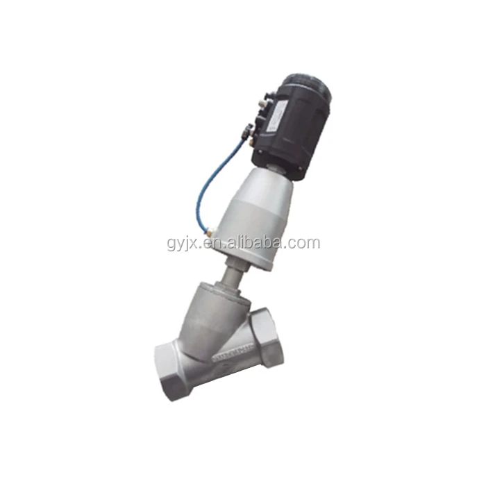 Single acting intelligent pneumatic stainless angle seat valve  Proportional control valve 4-20 mA