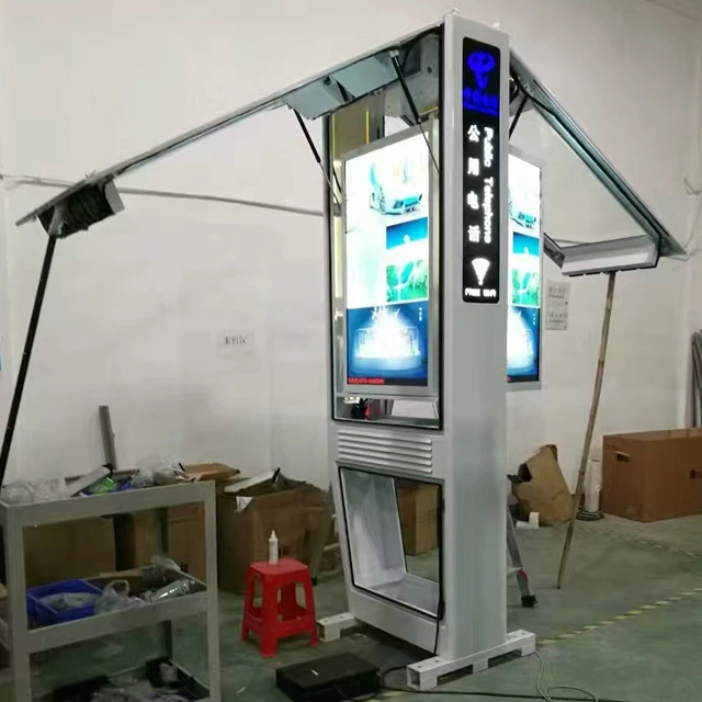 Waterproof 55 inch two Sided wifi LCD Outdoor Advertising with Phone Equipment