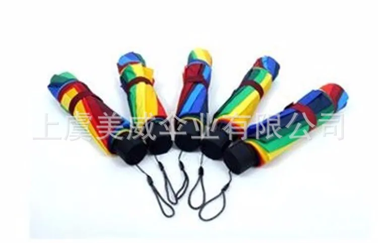 3 fold umbrella cheap manual open custom logo print 23 inch  3 fold rainbow umbrella for promotion use folding umbrella