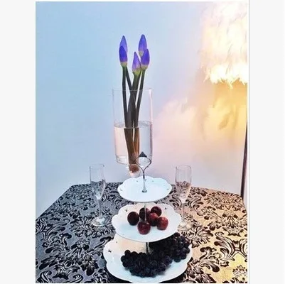 Decoration tall cylinder glass flower vase with stem for home wedding table centerpieces