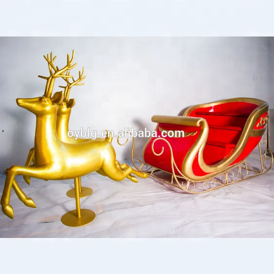 high quality most popular Fibreglass Christmas santa claus sleigh for decoration