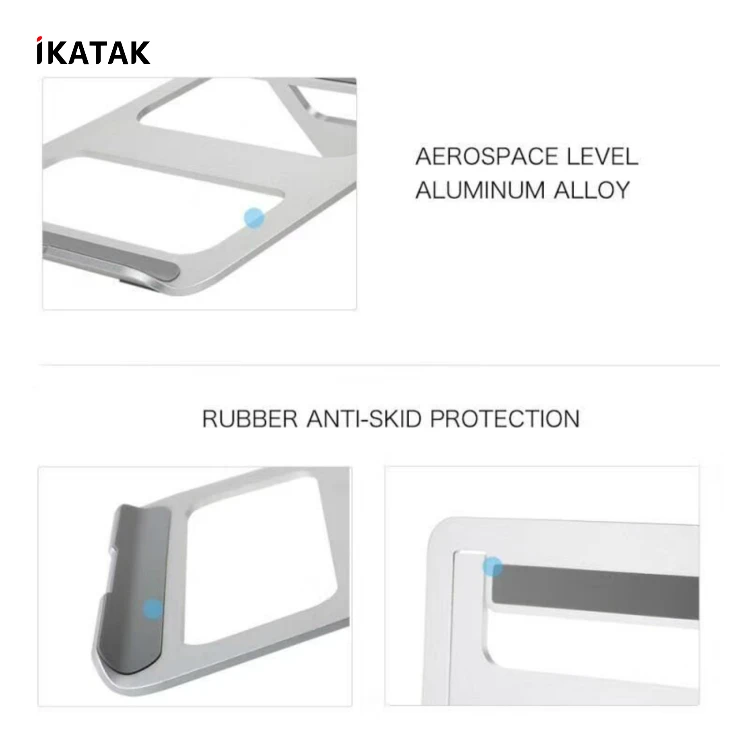 IKATAK Best Aluminum Ergonomic Portable Foldable Laptop Table Stand