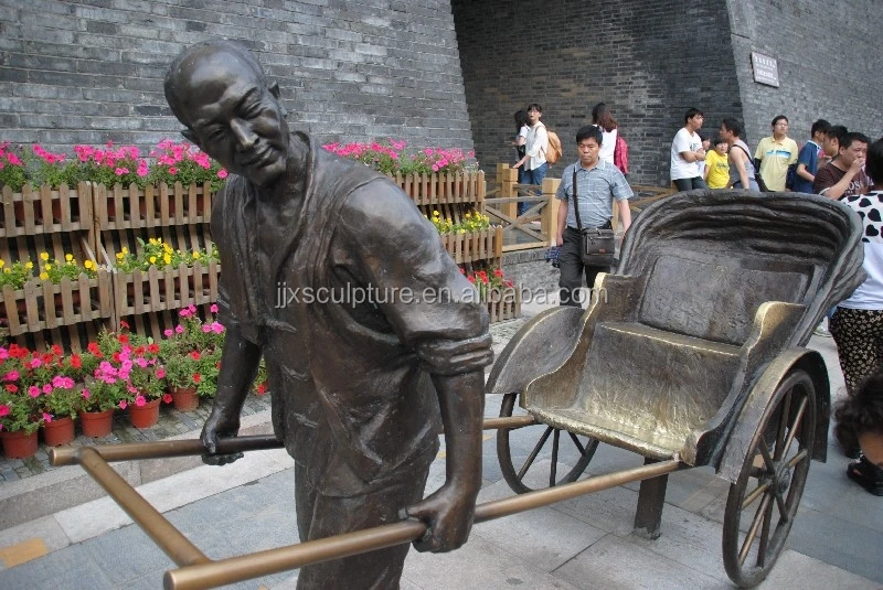 
bronze rickshaw sculpture for outdoor decoration 