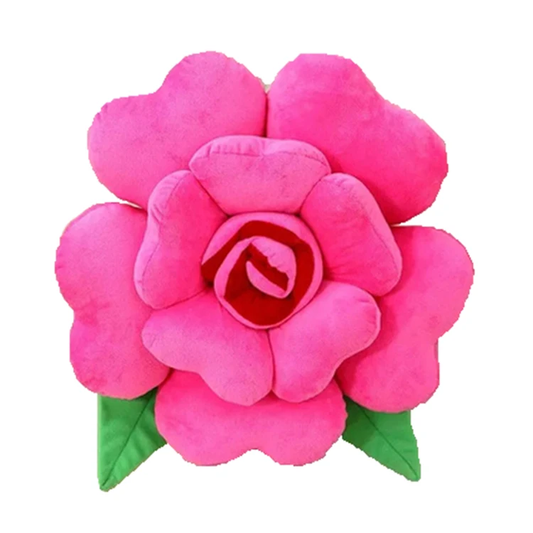 Top sale quality red heart petal rose shape lovely valentine gift pillow for girls