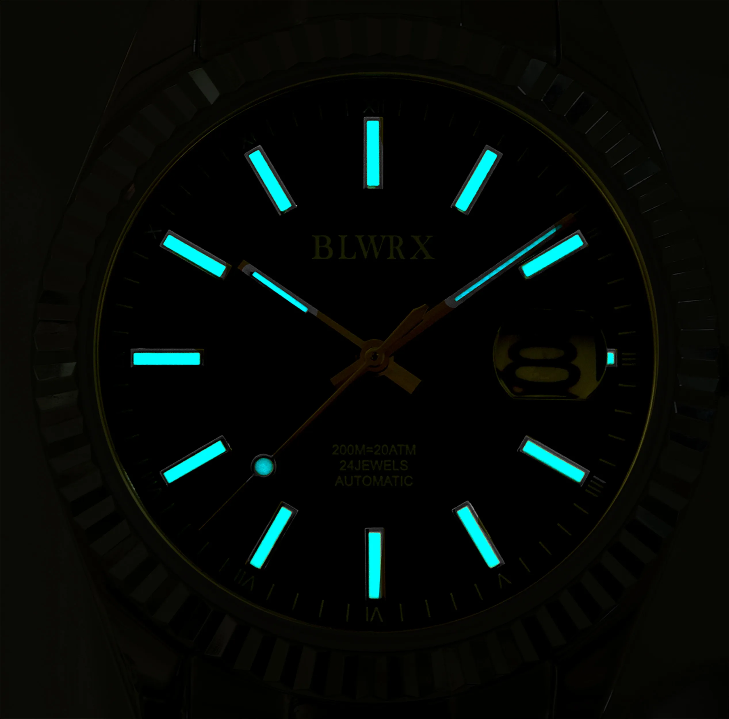 BLWRX diver rose gold watch black dial classic NH35 automatic sapphire glass