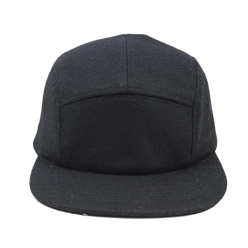 blank  5 Panel Custom Cap, 5 Panel hat Wool, Cap Hats 5 Panel black