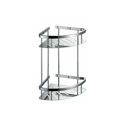 Stainless steel bath corner shelf, stainless steel dual tier corner rack with hooks