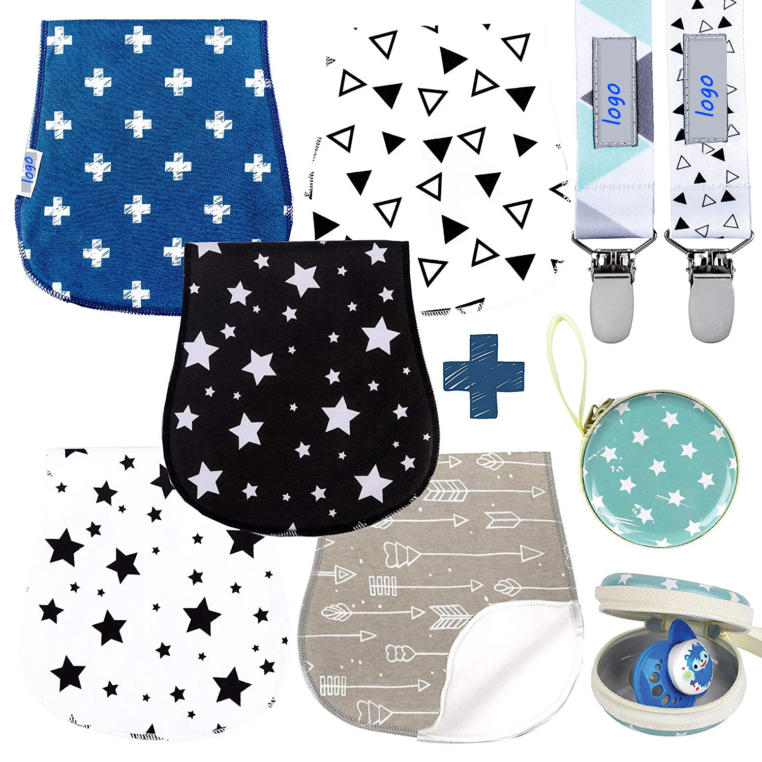 
A set of 5 pack of baby burp cloths 3 layers extra soft waterproof absorbent burp cloths 