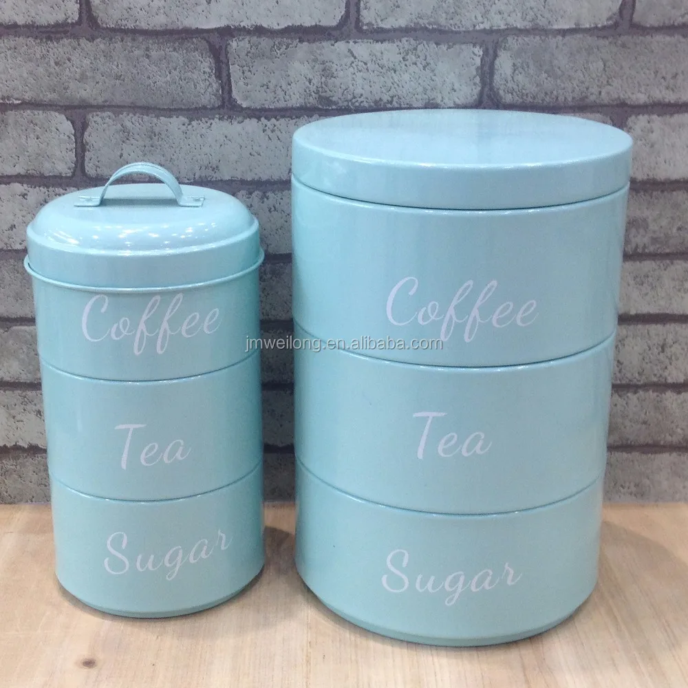 New style 3-tiered metal cake tea cookies canister storage tin jar