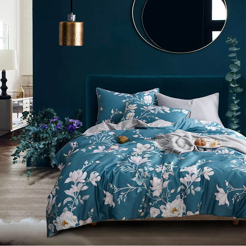 60S combed 100% egyptian cotton 3d digital print bed linen set home fitted bed sheet sets