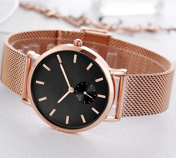 Customized brand stainless steel quartz wrist watch waterproof , IP plating steel waterproof wristwatch