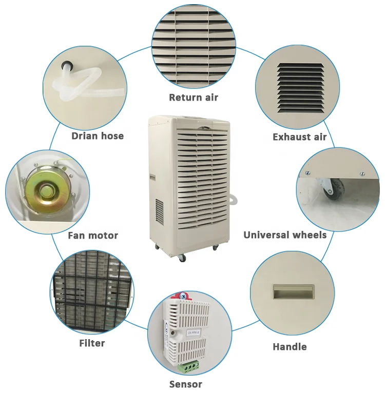 220V 138L Per Day Compact Intelligent Portable Industrial Dehumidifier