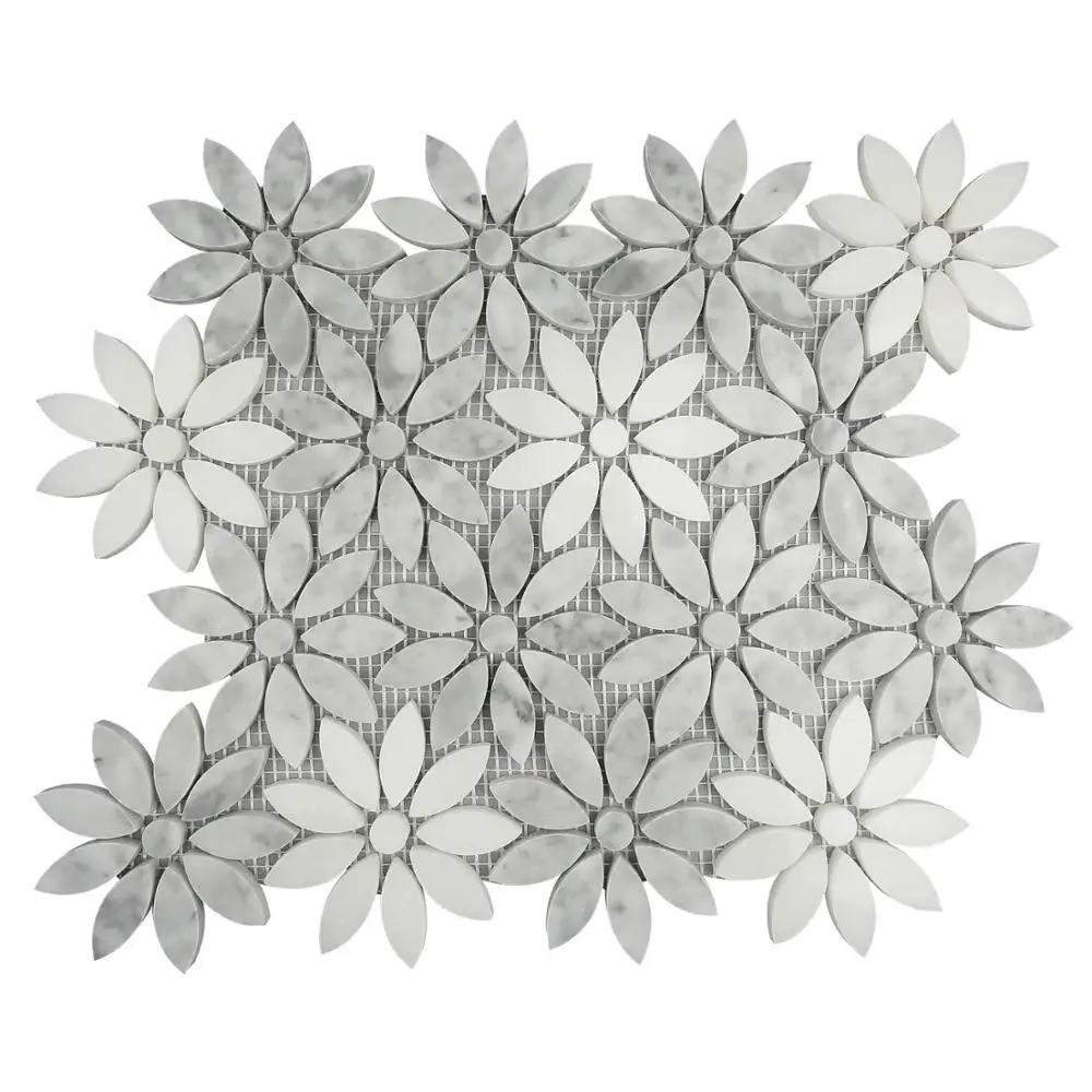 Marble Material and Whites Color Family High Quality Waterjet Mosaic