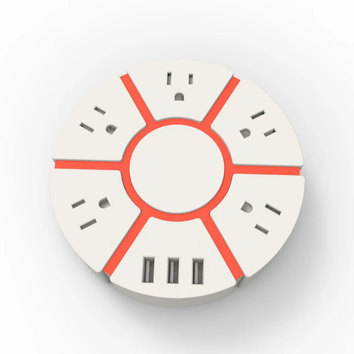 
Power Strip Overload Protector with 3 Smart USB Ports and 5 USA Output, Power Strip with children protective shutter 