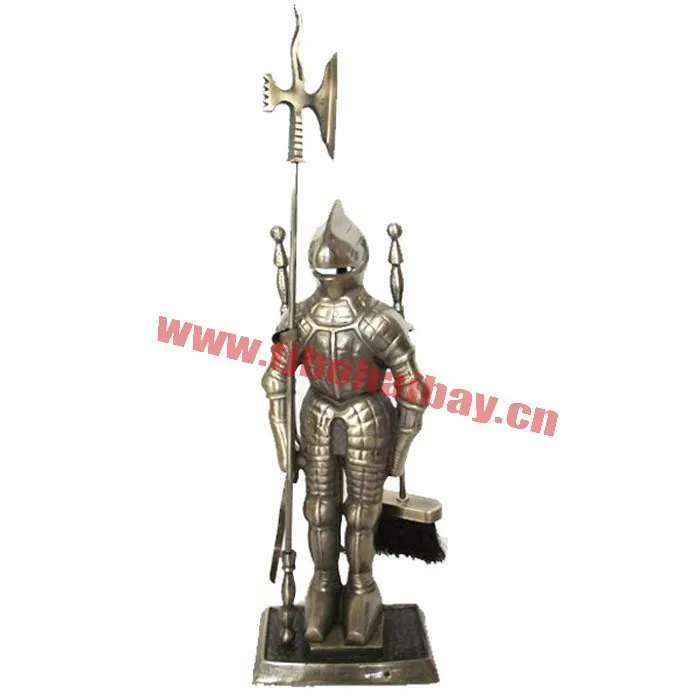 
Antique brass three pieces combined fireplace tool set 