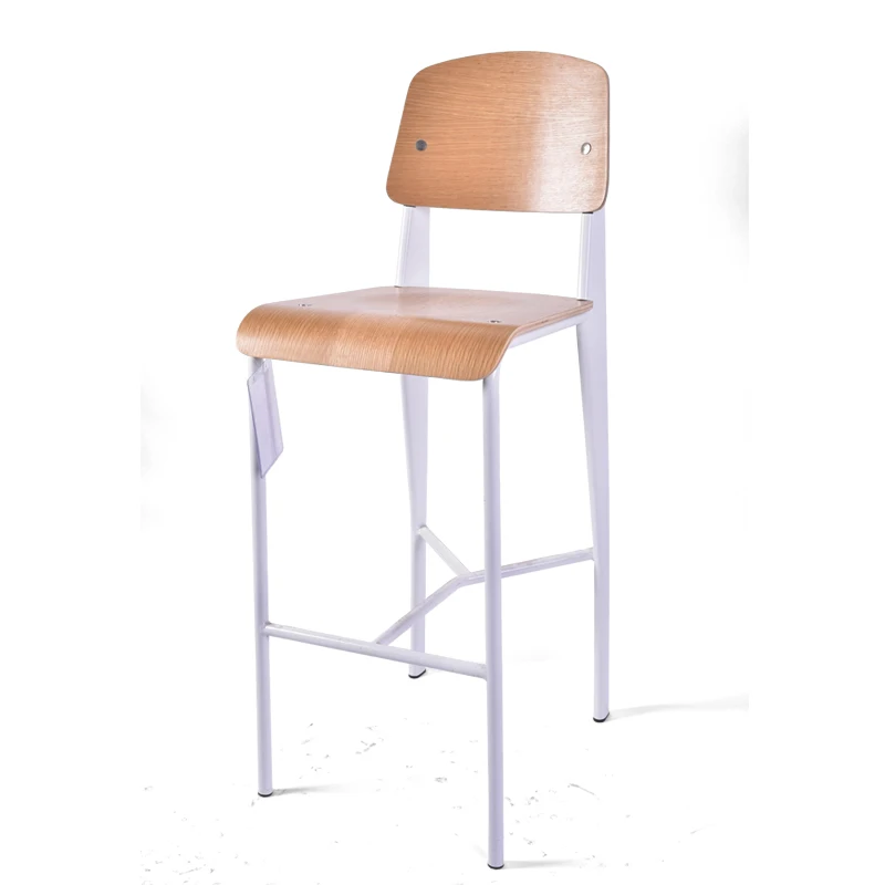 Industrial Jean Prouve Standard Cheap Metal Frame Wooden Bar Stool For Sale