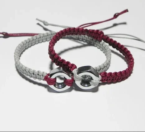 Fashion Rope bracelet Cool Engineer Couple Bracelets With Hex Nut Charm Bracelet Gift