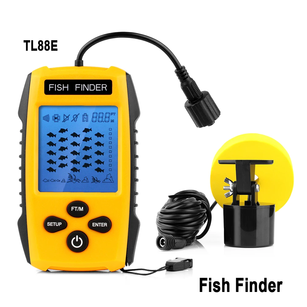 Рыболокатор Портативный 100 м портативный эхолот ЖК приманки эхолот Рыбалка искатель датчик детектор Fish Finder для использования вне помещений