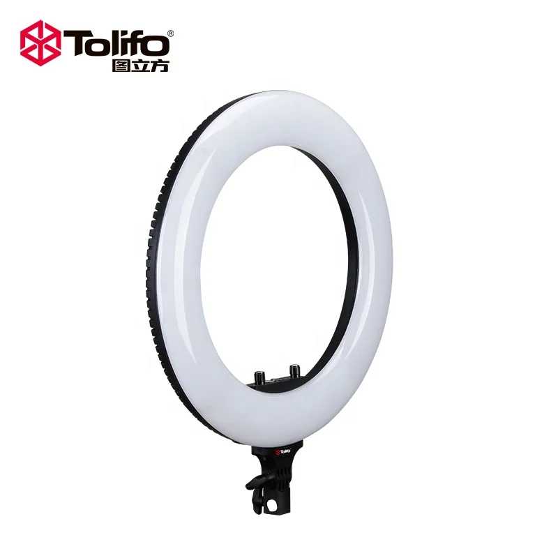 
Tolifo Newest Battery Supplied 18 Inch R-48B Lite 3200-5600K Dimmable LED Ring Selfie Video Light 