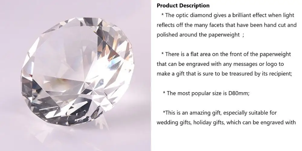 Personalized Optic Crystal Diamond Paperweight Wedding Souvenirs Favor Guests Return Gifts