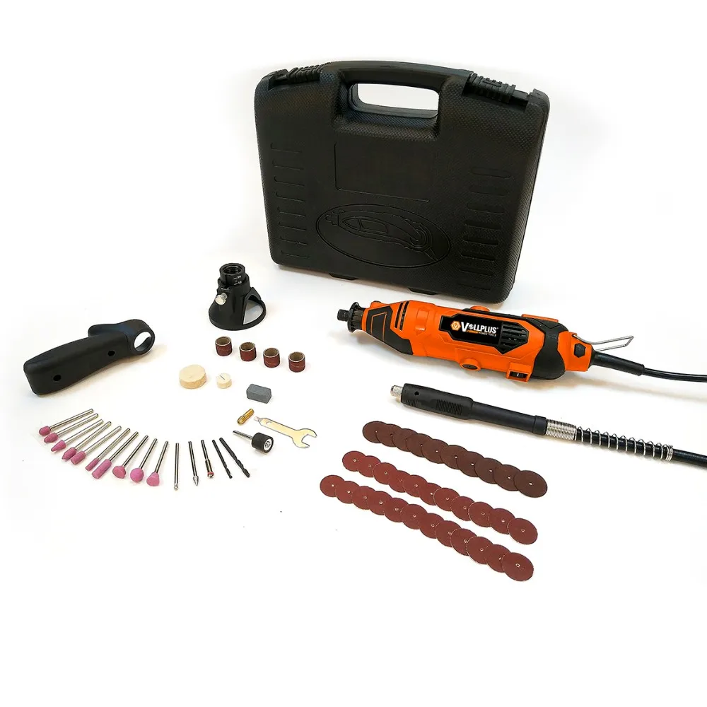 Vollplus VPMG2010 135W Rotary Tool Kit 80pcs Variable Speed Professional Electric Mini Stone Grinder