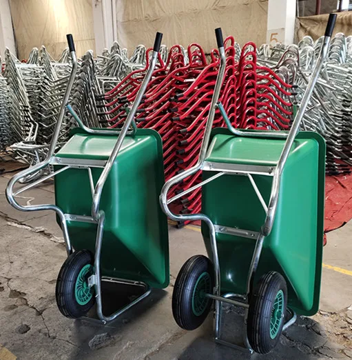 single and double wheels 150L big plastic tray America Europe market wheelbarrow WB1006P