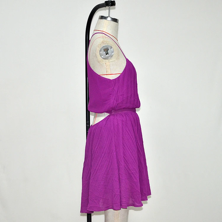 
Two Piece Set Women Clothing Casual Dresses Spaghetti Straps Cut Out Back Stylished Sexy Summer Sleeveless Chiffon Plain Dyed 