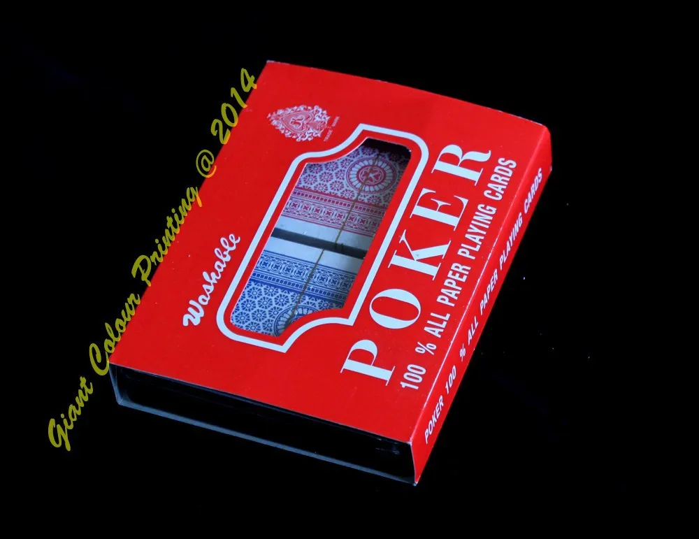 
DOUBLE DECK PLASTIC BOX PAPER SLEEVE POKER SIZE PLAYING CARDS 