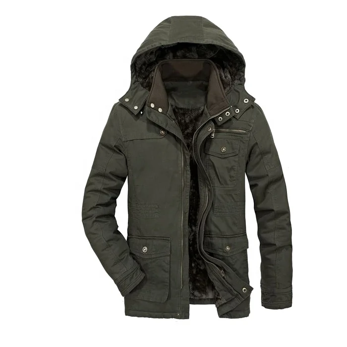 
Winter Plus Size 6XL 7XL Detachable Hood Casual Military Canvas Coat For Men 