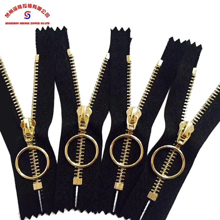 Metal  zipper with circle for clothes closed end zipper