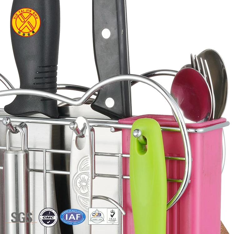 Multipurpose kitchen storage chrome metal stainless steel chopstick spoon holder knife and fork holder
