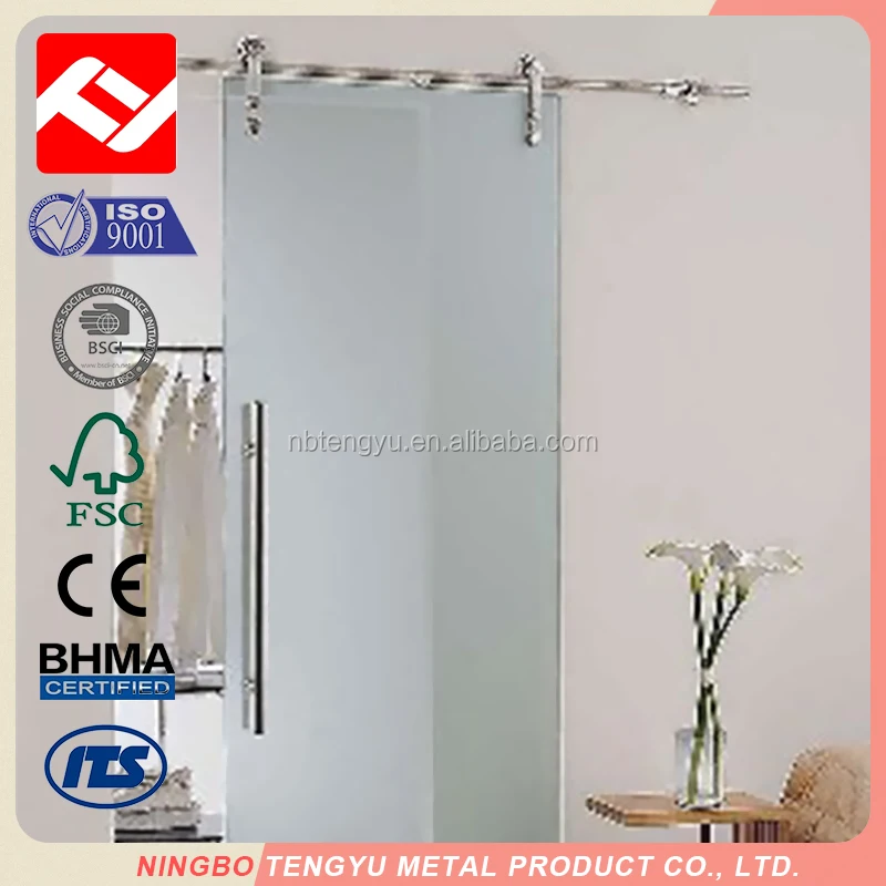 Нержавеющая сталь безрамные стеклянные раздвижные двери ролики