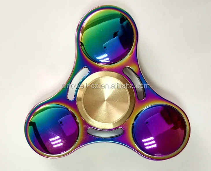 2017 Newest 2 Colors Rainbow Titanium Alloy Pocket toys Tri Hand Spinner