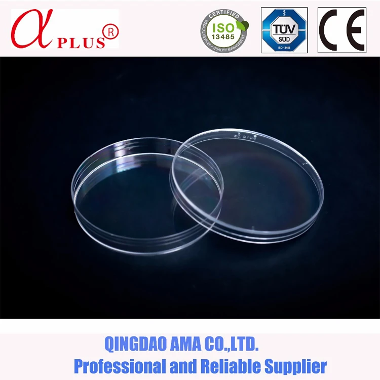 disposable medical plastic sterile 9cm petri dish with three room