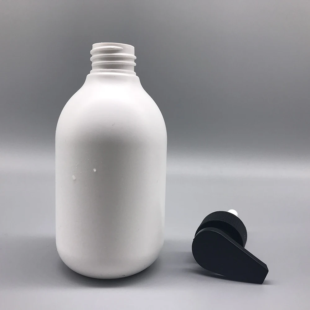 Eco friendly plastic HDPE 10oz 300ml empty round white shampoo bottles with lotion pump