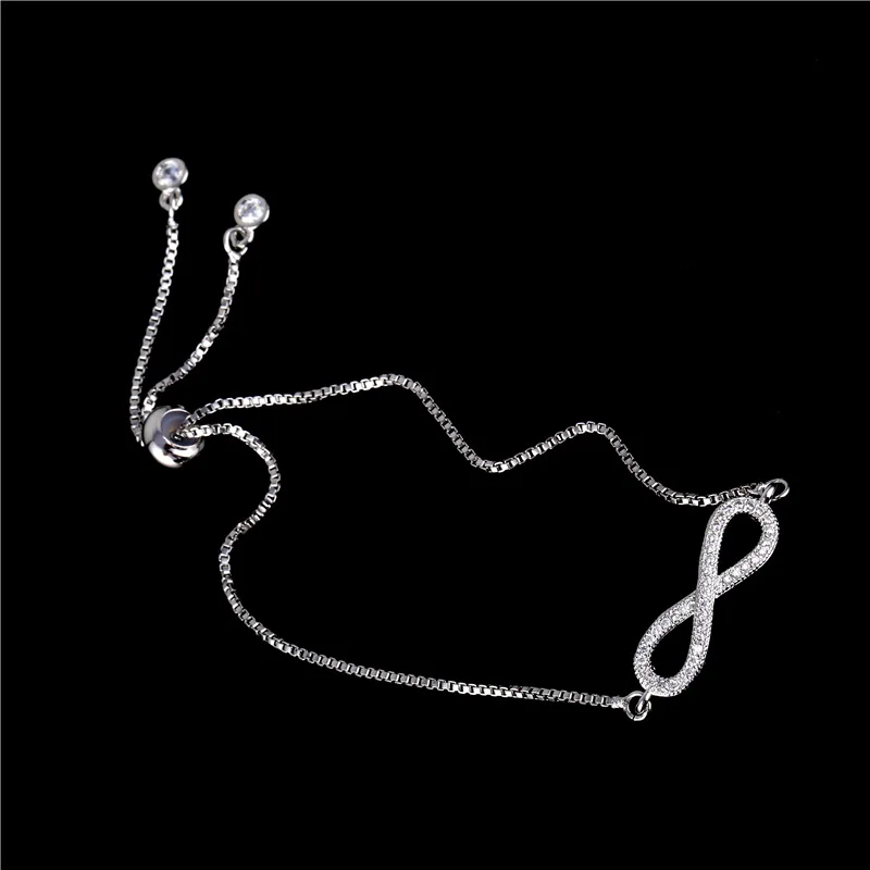 
Factory wholesale adjustable jewelry pull handle rope cross no limit 8 word set zircon bracelet 