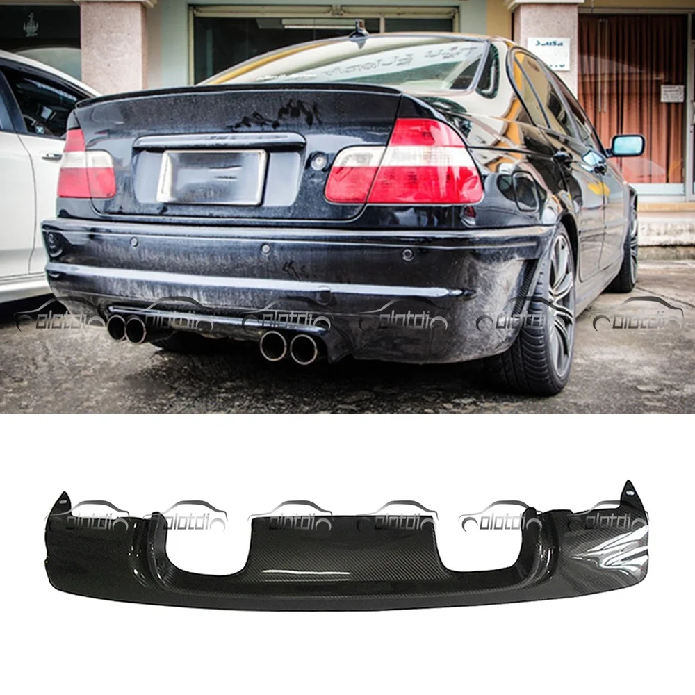 CSL Style Carbon Fiber Fins Spoiler Wing Splitter Rear Lip Bumper Diffuser For BMW E46 M3 Wide Body Kit