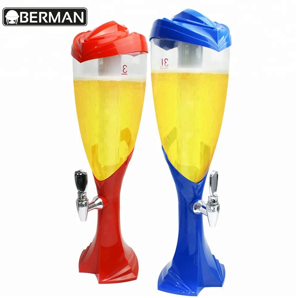 Yubao buffet budweiser beer wine cooler dubai ice tube3 litres commercial draft beer tower dispenser
