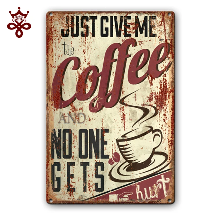 Metal coffee sign Custom Antique Wall Decoration Tin Sign Metal Painting Tin Sign
